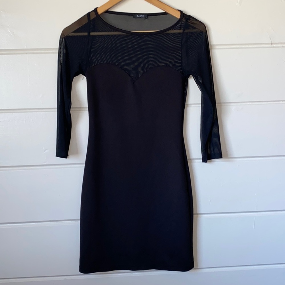 Max Rave Long Sleeve Sheer Mini Dress Size Small - Gem
